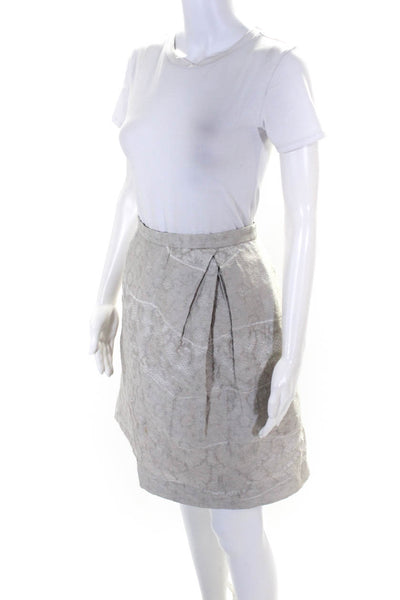 Peter Som Womens Linen Inverted Pleat A Line Skirt Gray Size 2