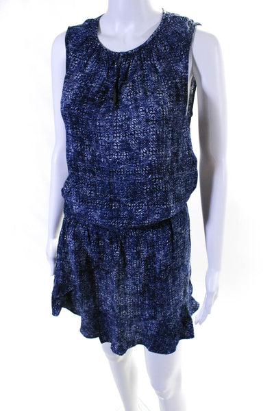 Soft Joie Womens Striped Ruched Textured Sleeveless Blouson Dress Blue Size S
