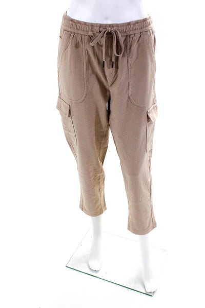 Athleta Women's Cotton Blend Drawstring Cargo Crop Pants Beige Size 4