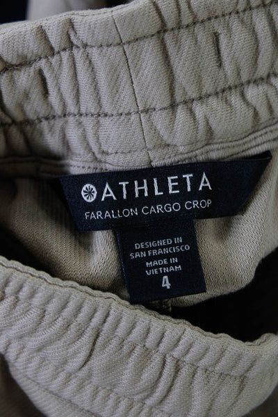 Athleta Women's Cotton Blend Drawstring Cargo Crop Pants Beige Size 4