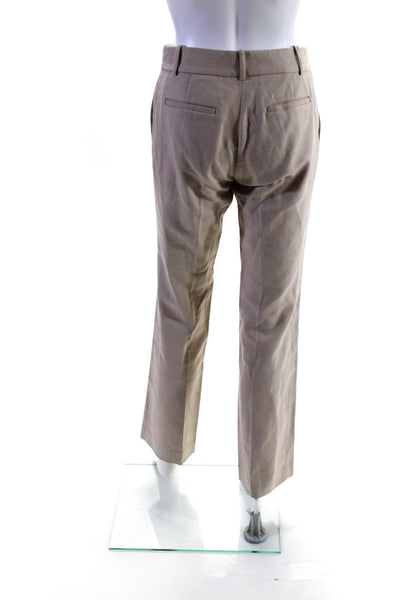 J Crew Womens Solid Cotton Flat Front Long Inseam Dress Pants Beige Size 00