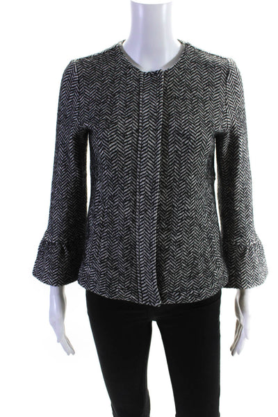 Marella Womens Chevron Cotton Wool Full Zip Lightweight Jacket Black Size Small