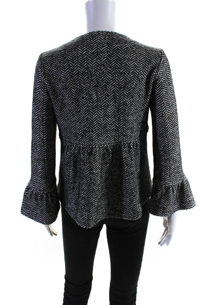 Marella Womens Chevron Cotton Wool Full Zip Lightweight Jacket Black Size Small