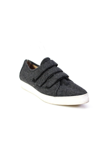 All Black Womens Solid Fleece Pointed Toe  Strap Sneakers Gray Size 8