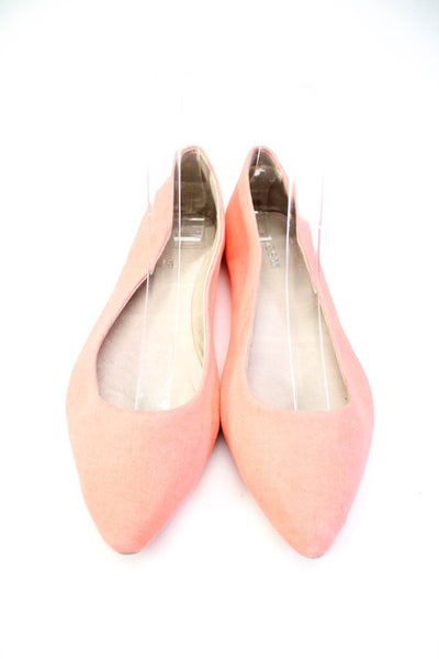 Joe's Collection Womens Solid Slip On Pointed Toe Canvas Flats Pink Size 8