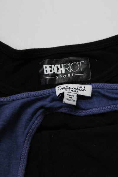 Splendid Beach Riot Sport Womens Low Back Long Sleeve T-Shirt Blue Size XS Lot 2