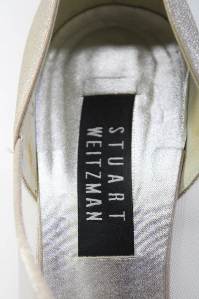 Stuart Weitzman Womens Asymmetrical Collar Mesh Stiletto Heels Beige Size 8.5