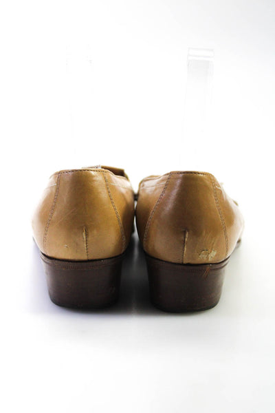 Gravati Womens Block Heel Fringe Round Toe Loafers Brown White Leather Size 7M