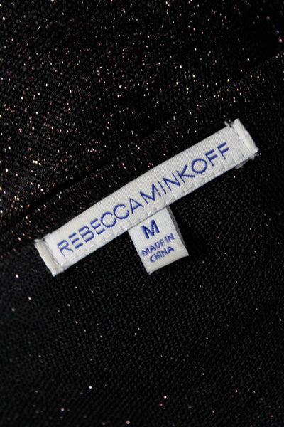 Rebecca Minkoff Womens V Neck Sweater Black Pink Metallic Size Medium