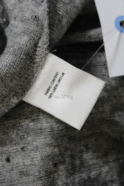 10 Crosby Derek Lam Womens Linen Chain Link Trim Tee Shirt Gray Size Medium