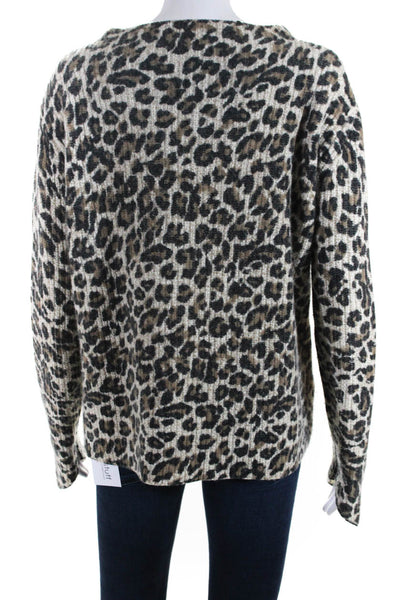 Generation Love Womens Animal Print Turtleneck Sweater Beige Black Size Medium
