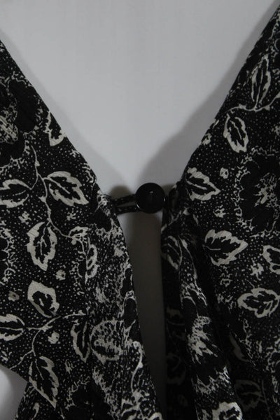 Rebecca Taylor Womens Silk Floral Print Jumpsuit Black White Size 10