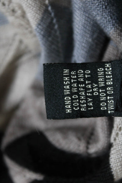 BCBG Max Azria Womens Chevron Open Front Cardigan Sweater Gray Black Blue Size L