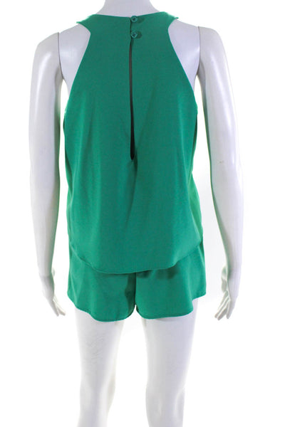 Design Lab Women's Silk Sleeveless Crew Neck  Romper Green Size S