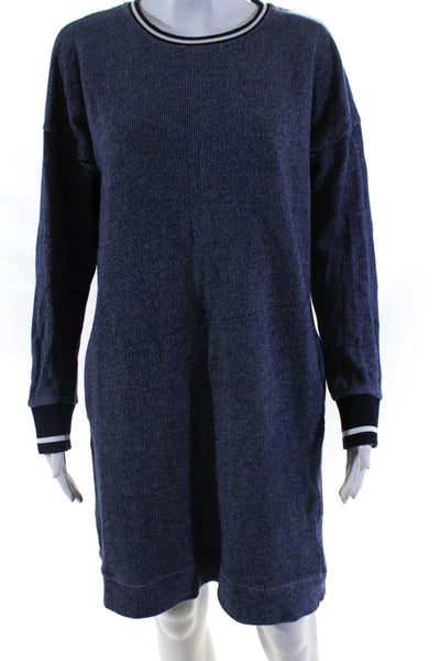 Vineyard Vines Womens Blue Cotton Crew Neck Long Sleeve Sweater Dress Size L