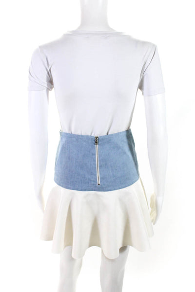Robert Rodriguez Womens Color Block Cotton Linen Denim Skirt Multicolor Size 2