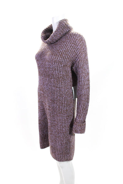 Stitch Drop Womens Knit Turtle Neck Shift Dress Purple Size Medium