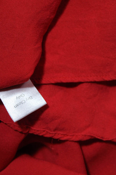 Parker Womens Silk Solid Deep V Quarter Sleeve A-Line Dress Red Size Small