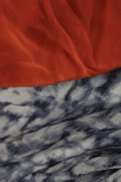 Joie Womens Silk Pleated Sheer Quarter Sleeve Blouse Orange Size XS/S Lot 2