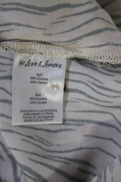 For Love & Lemons Womens Animal Print Button Down Shirt Top Brown Black Size M