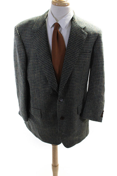 Southwick Mens Tweed Houndstooth Two Button Blazer Jacket Blue Green Size 43