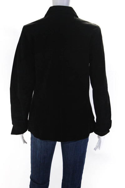 Lord & Taylor Womens Suede Button Down Jacket Black Size Small