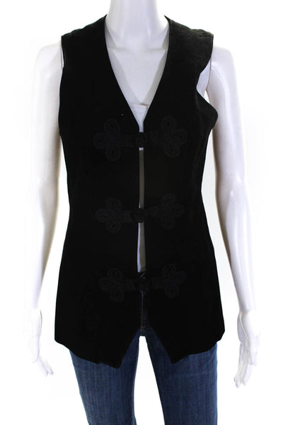 Cedars Womens Suede Button Down Vest Black Size Small
