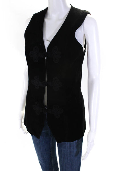 Cedars Womens Suede Button Down Vest Black Size Small