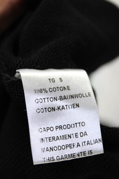 D. Exterior Womens Short Sleeve Surplice V Neck Sweater Black Cotton Size Small