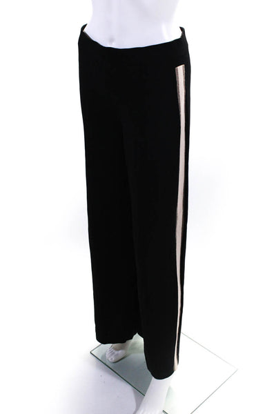 D. Exterior Womens Elastic Waist Knit Wide Leg Stripe Pants Black Beige Sz Large