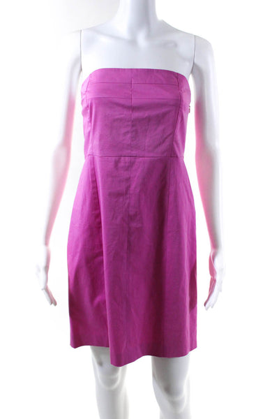 Theory Womens Back Zip Strapless Mini Claira Discreet Dress Pink Cotton Size 6