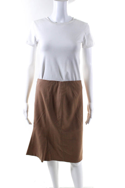 D Exterior Womens Side Zip Knee Length Pencil Skirt Brown Wool Size IT 42