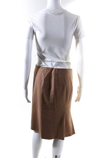 D Exterior Womens Side Zip Knee Length Pencil Skirt Brown Wool Size IT 42