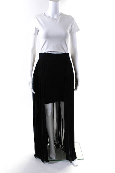 Amen Womens Side Zip Pleated Back High Low Pencil Skirt Black Size IT 46