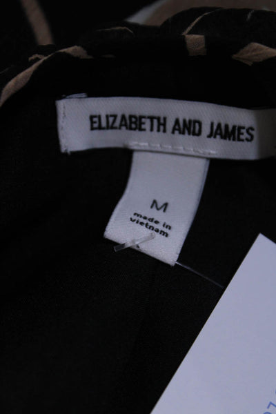 Elizabeth and James Womens Floral Print Drop Waist Dress Black White Size M