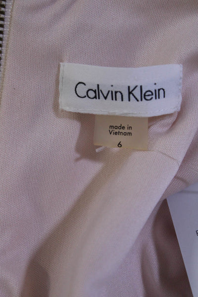Calvin Klein Womens Back Zip Sleeveless Lined Halter Sheath Dress Pink Size 6