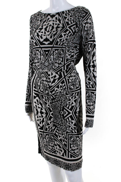 Artelier Nicole Miller Womens Abstract Print Skirt Set Black Ivory Size Medium/8