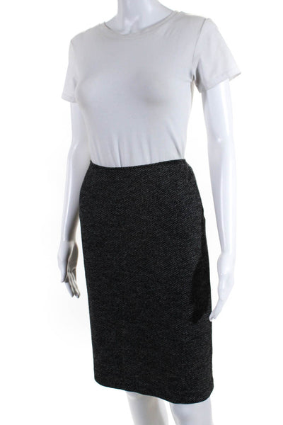Armani Collezioni Womens Herringbone Print Pencil Skirt Gray Black Size 4