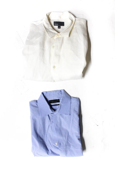 Vince Men's Long Sleeve Button Down Shirts White Blue Size L Lot 2