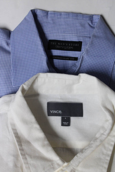 Vince Men's Long Sleeve Button Down Shirts White Blue Size L Lot 2