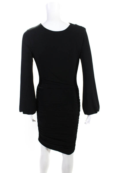 Sen Women's Long Sleeve V-Neck Ruched Maxi Bodycon Dress Black Size XS