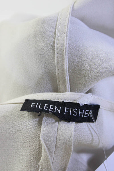 Eileen Fisher Women's Silk Sleeveless Crew Neck Tank Top Blouse Beige Size M
