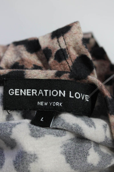 Generation Love Women's Short Sleeve Cheetah Print V-Neck T-Shirt Dress Brown L