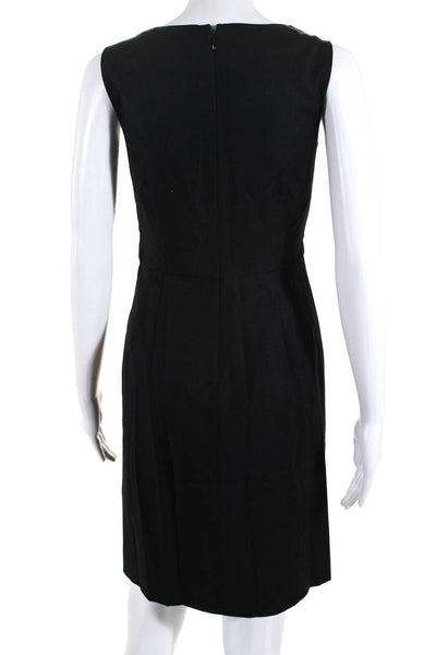 J Crew Womens V Neck Sleeveless Pleated Front Dress Black Wool Size 2