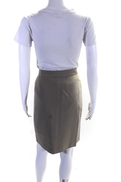 Giorgio Armani Womens Front Slit Skirt Beige Wool Size 10
