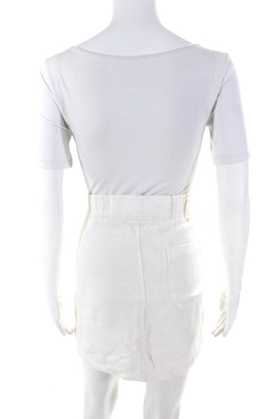 A.L.C. Women's Casual Linen Patch Pocket Skirt White Size 0