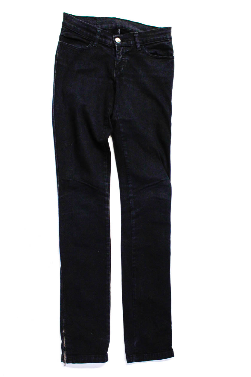 Ksubi Women's Dark Wash Zipper Hem Slim Fit Denim Jeans Dark Blue