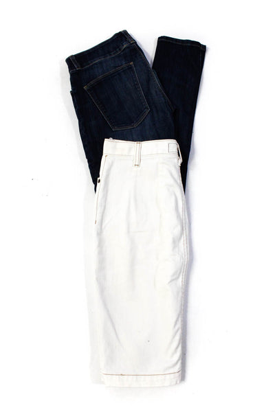 Current/Elliot Women's Button Down Demin Skirt White Blue Size 25, Lot 2