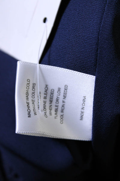 A Loves A Womens Cotton Mesh Texture Short Sleeve A-Line Midi Dress Navy Size XS
