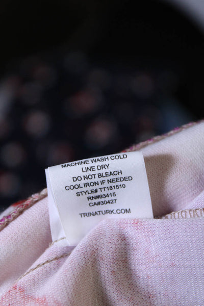 Trina Trina Turk Womens Back Zipped Abstract Darted Sheath Dress Pink Size S